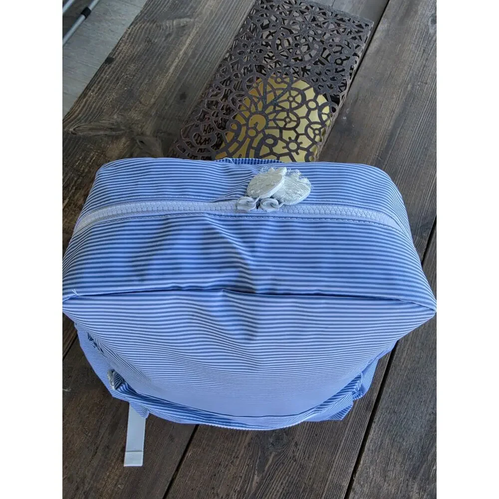 NEW Apple of my Isla Striped Blue backpack wipeable/ drink holder